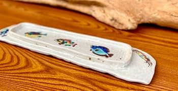 Amazon.co.jp: 百華園 九谷【焼き魚用 長皿】魚紋【裏絵】 陶器